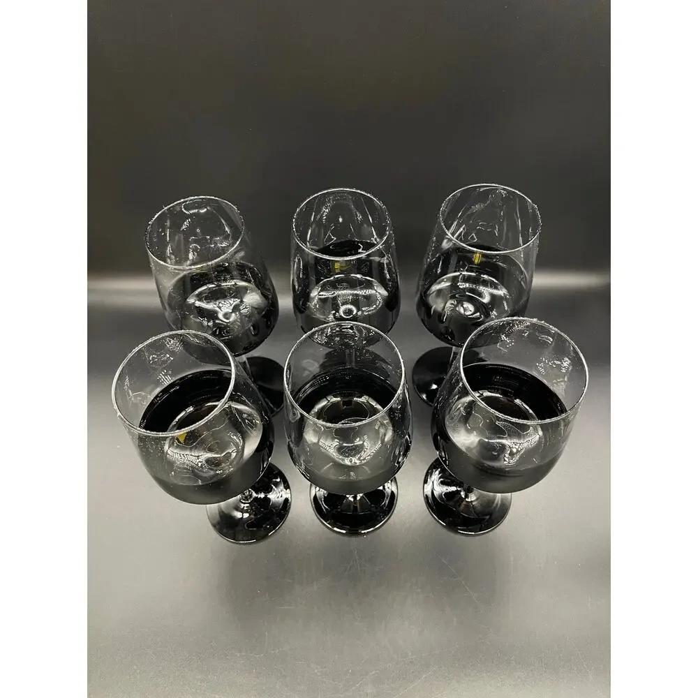 Pier 1 Elemental Black Fade Set of 6 Water Wine Goblet Glasses 8.75